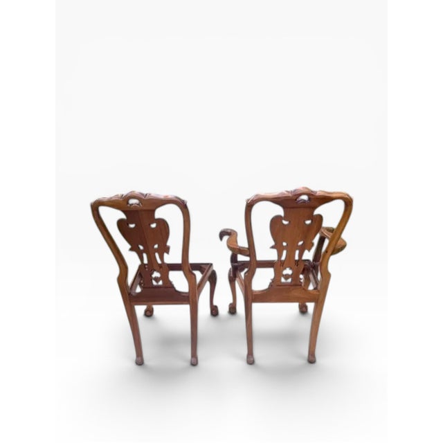 Set of 8 Hand-Carved Phoenix Back Chippendale Dining Chairs — Mahogany, Ball & Claw — Mid Century Revival For Sale - Image 4 of 18