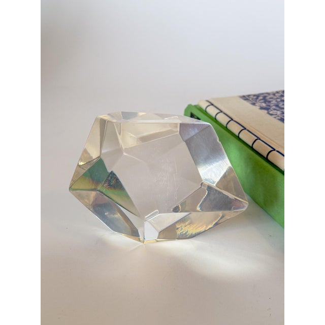 Vintage Modern Sculptural Abstract Acrylic Lucite Gemstone Paperweight Object Art, Large For Sale - Image 9 of 16
