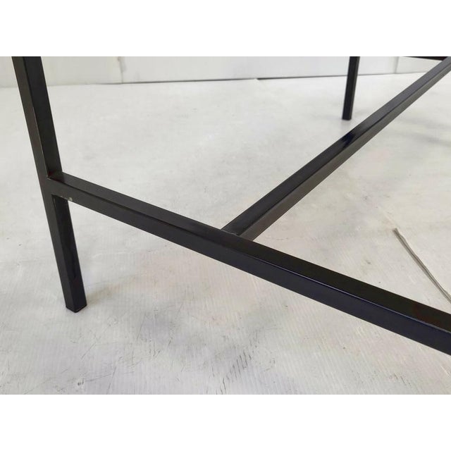 Glass Vintage Coffee Table in Black Lacquered Steel and Smoked Glass, 1950s For Sale - Image 7 of 11