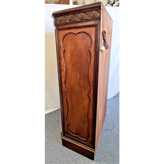Brown 1900's Wood Bar Cabinet With Glass Interior and Lights For Sale - Image 8 of 13