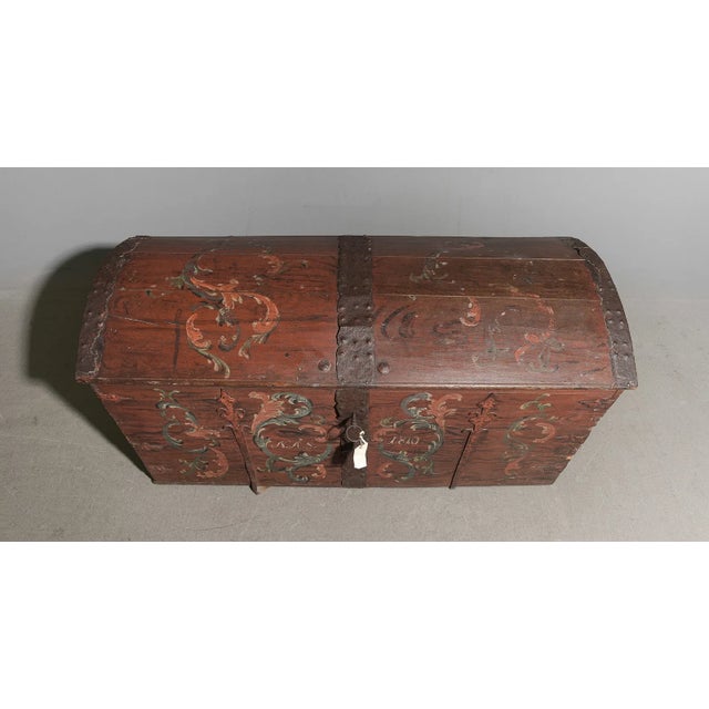 Antique Danish Hand-Painted Dome Top Blanket Chest, Dated 1810 For Sale In Nashville - Image 6 of 6