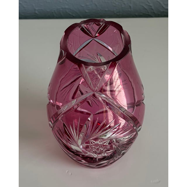 Glass Set of Vintage Vases - Pink Glass, Floral Ceramic & Applied-Flower Glass For Sale - Image 7 of 13