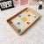 Arts & Crafts Set of Three Colorful Flower-Shaped Rattan and Mother-of-Pearl Inlaid Rectangular Trays For Sale - Image 3 of 4