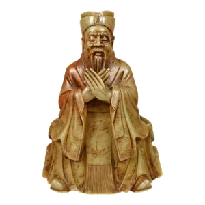 Mid 20th Century Solid Stone Carved Asian Man Figurine