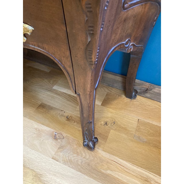 Italian Vintage Italian Carved Wood Bombe Dresser With Marble Top For Sale - Image 3 of 9