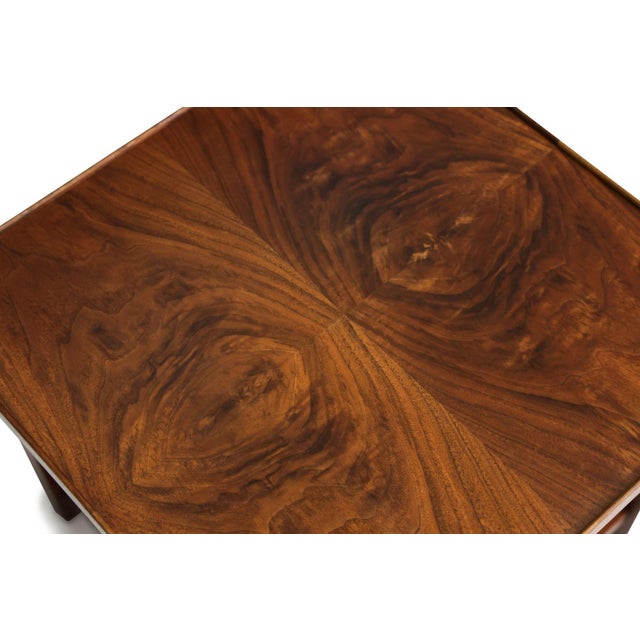 Jack Cartwright Mid 20th Century Attribtued to Jack Cartwright for Founders Book-Matched Walnut & Cane Side Tables For Sale - Image 4 of 13
