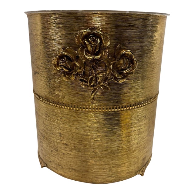 Vintage Style Built Hollywood Regency Boudoir Gold Floral Poobelle For Sale