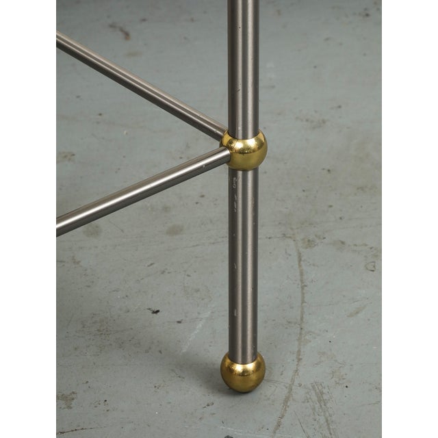 Pair of 20th Century Hollywood Regency Style Marble, Brass and Steel End Tables For Sale - Image 10 of 13