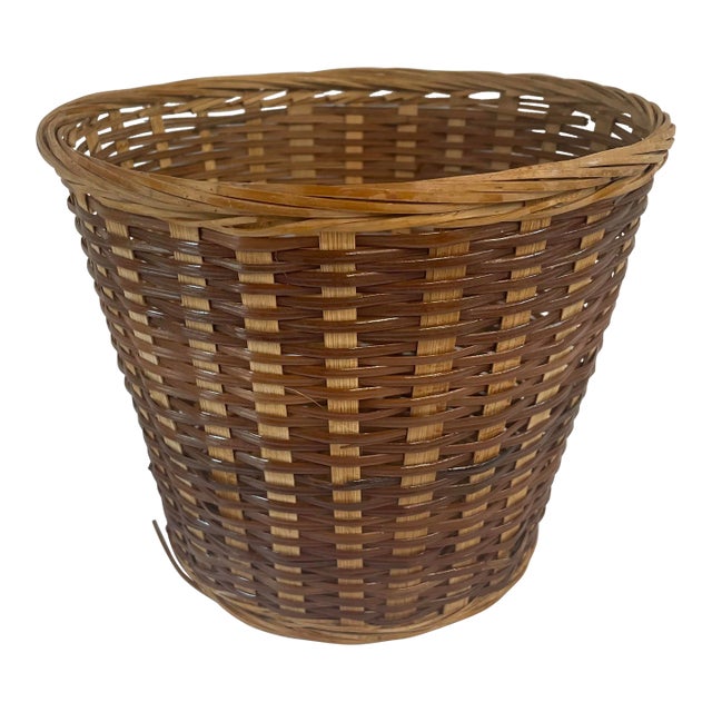 Vintage Wicker Waste Basket For Sale