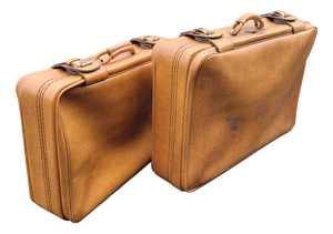 Tan Lamb Leather Suitcases, Italy, 1950s, Set of 2