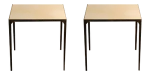 Contemporary Design Frères 'Esquisse' Parchment and Wrought Iron Side Tables - a Pair