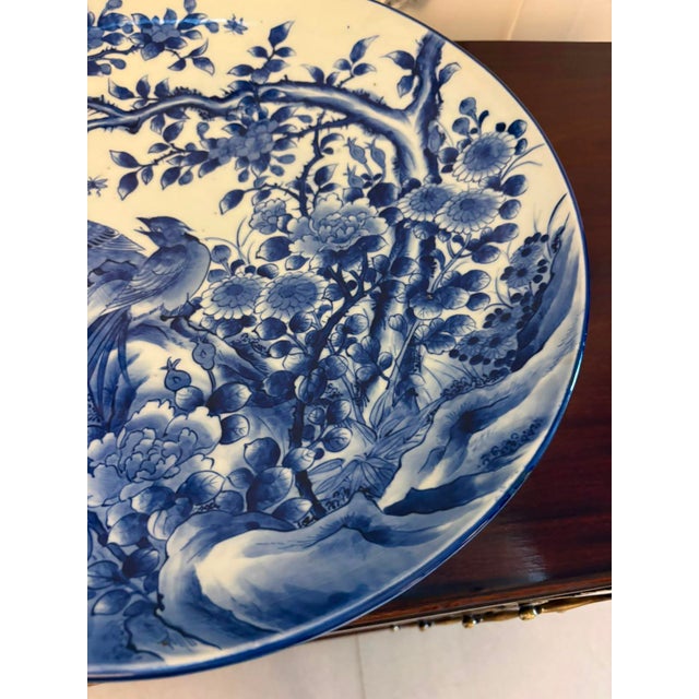 Large Antique Japanese Arita Imari Blue and White Porcelain Chargers, 1900, Set of 2 For Sale - Image 17 of 18