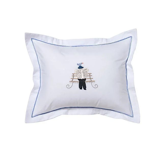 Contemporary Park Man Boudoir Pillow Cover, Embroidered For Sale - Image 3 of 4