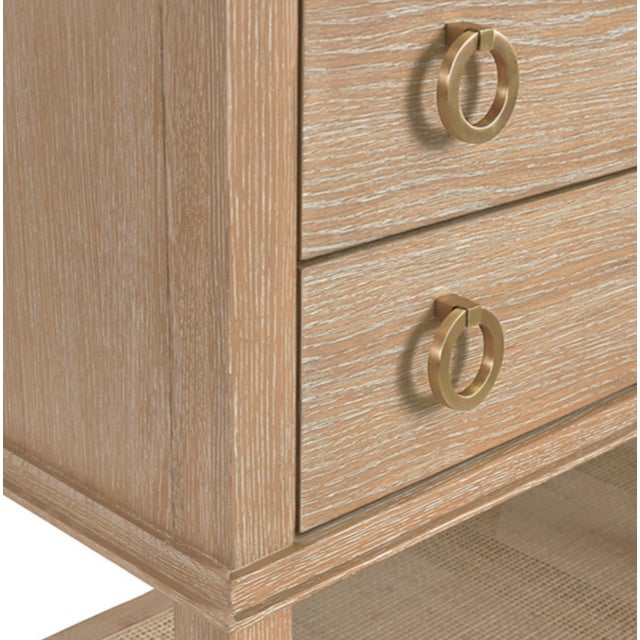 Wood Matthew Izzo Home Richmond Cerused Oak Four Drawer Console Table With Open Cane Shelf For Sale - Image 7 of 8