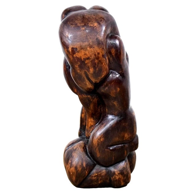 Ben Goodkin American Large carved wood figurative sculpture featuring abstract bulbous human forms depicted in various...