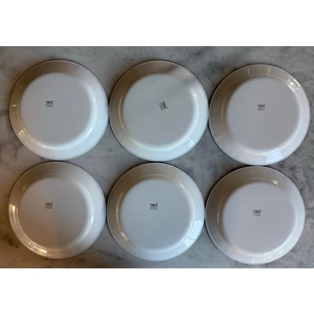 Glass Set of 6 Vintage White and Blue Corelle Glass Plates For Sale - Image 7 of 8