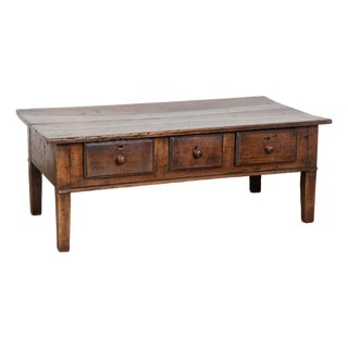 ​​​​​​​19th-Century French Three Drawer Walnut Coffee Table For Sale