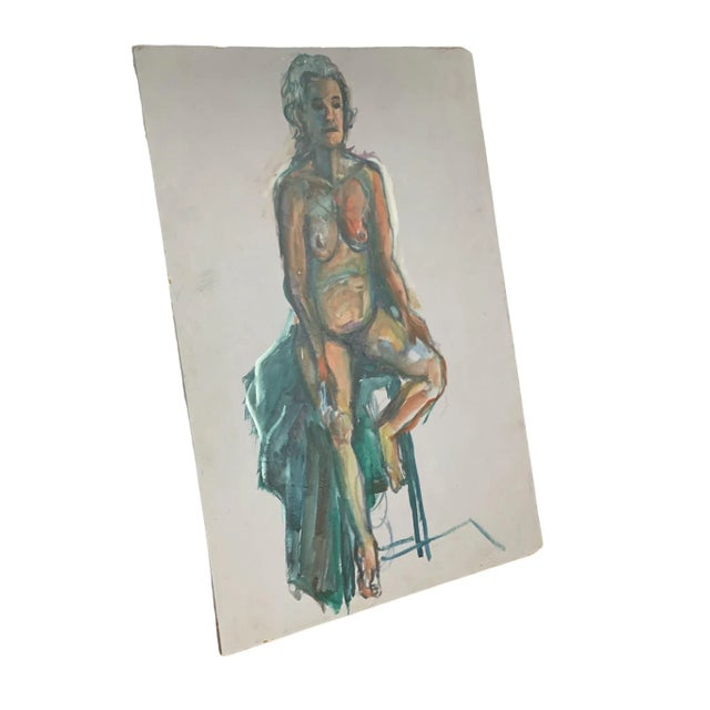 Abstract Vintage Abstract Nude Woman Figure Drawing on Board For Sale - Image 3 of 6