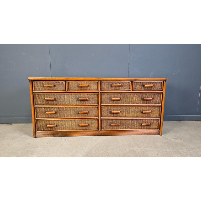 Vintage Rattan and Bamboo Chest of Drawers, 1970s For Sale - Image 9 of 12