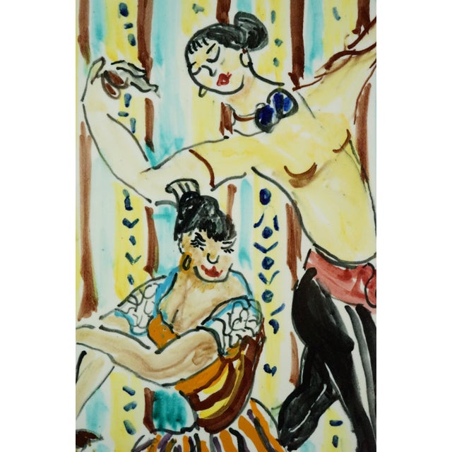 Ceramic Tile with Spanish Flamenco Dancers by Mario Cortiello, Italy, 1920s For Sale - Image 11 of 18