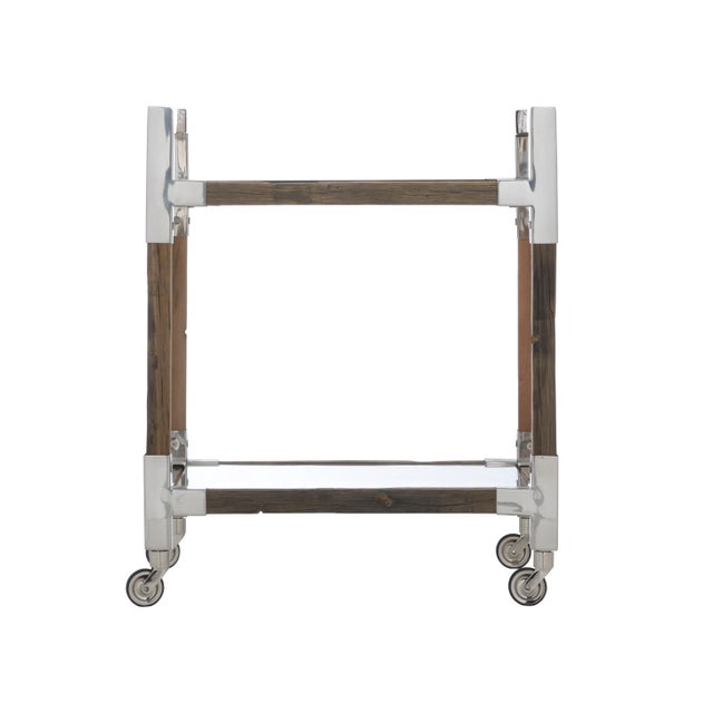 Move the party from room to room with our rustic glam bar cart. Featuring reclaimed natural rough wood with polished...