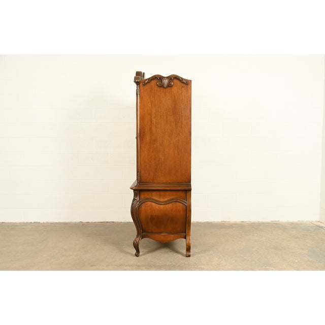 Romweber French Rococo Louis XV Carved Walnut Armoire Dresser, Circa 1960s For Sale - Image 14 of 17
