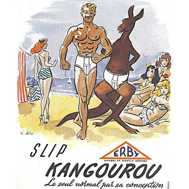 Mid-Century Modern 1948 Mid-Century French Advertisement Print-Beach, Humor For Sale - Image 3 of 3