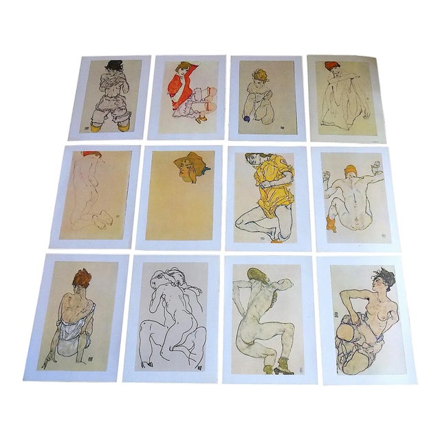 Authentic Vintage 20th Century Signed Egon Schiele Expressionist Nude Female Figural Lithographs - Set of 12 For Sale - Image 10 of 10