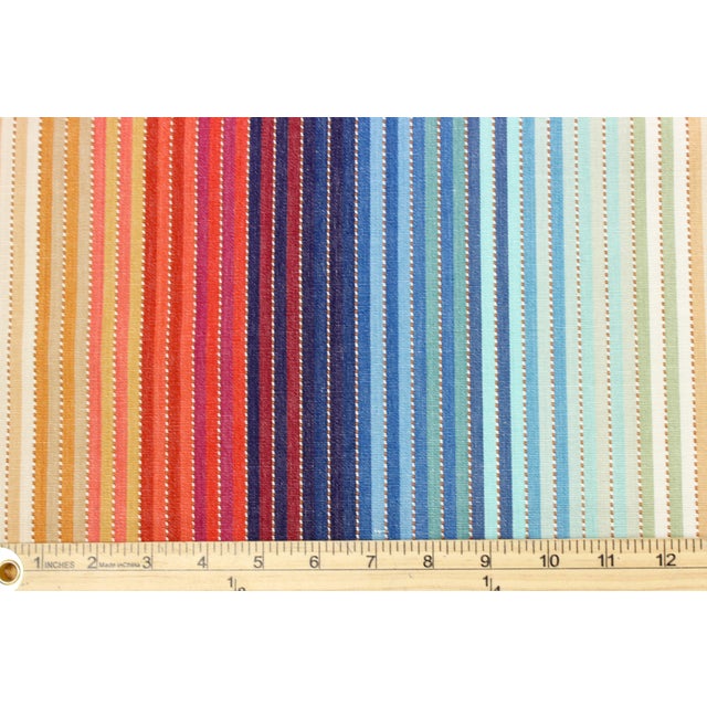 Malabar Tinkareni Handloomed Ombre Yellow Green Red Blue Water & Stain Resistant Cotton Upholstery Drapery Fabric For Sale - Image 4 of 4