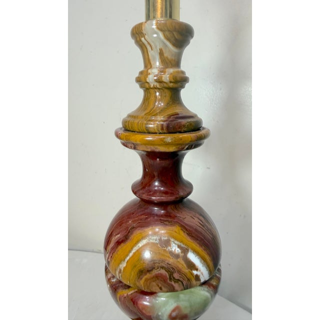 1980s 1980s Abstract Large Solid Heavy Brown Purple Green Onyx Stone Electric Table Lamp Light For Sale - Image 5 of 13