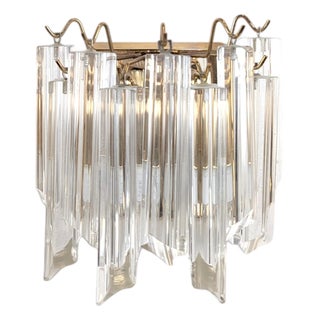 Brass and Murano Glass Wall Lamp by Venini by Novaresi For Sale