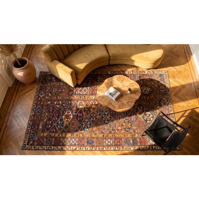 1900s Multicolor Geometric Tribal Antique Nw Persian Rug 4'0" X 8'0" Handknotted Wool Carpet For Sale In New York - Image 6 of 8