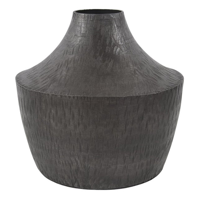Etched Crossways Curved Neck Vase- Small For Sale