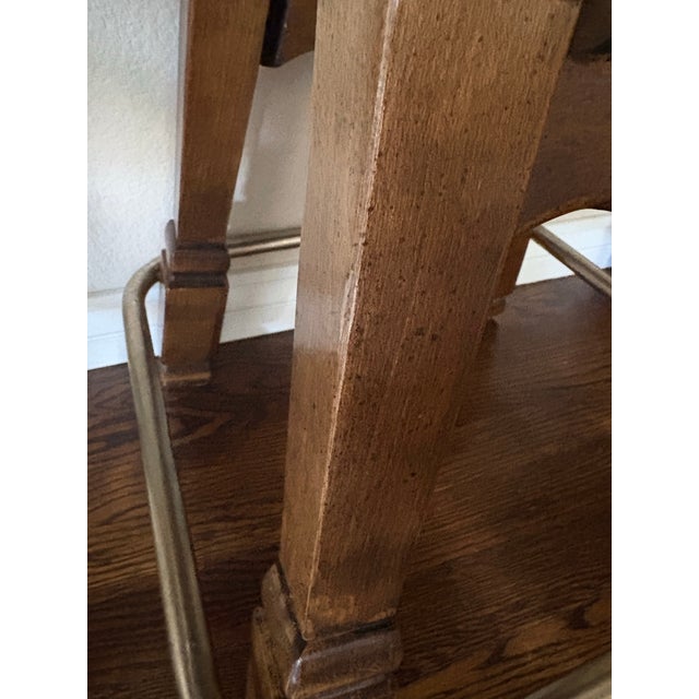 1981 Vintage Oak Swivel Bar Stools, Attributed to Virginia House, Set of 3 For Sale - Image 4 of 12