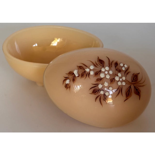 LastCHANCE!1960's Westmoreland Pink Milk Glass Hand Painted Egg Dish For Sale - Image 10 of 10