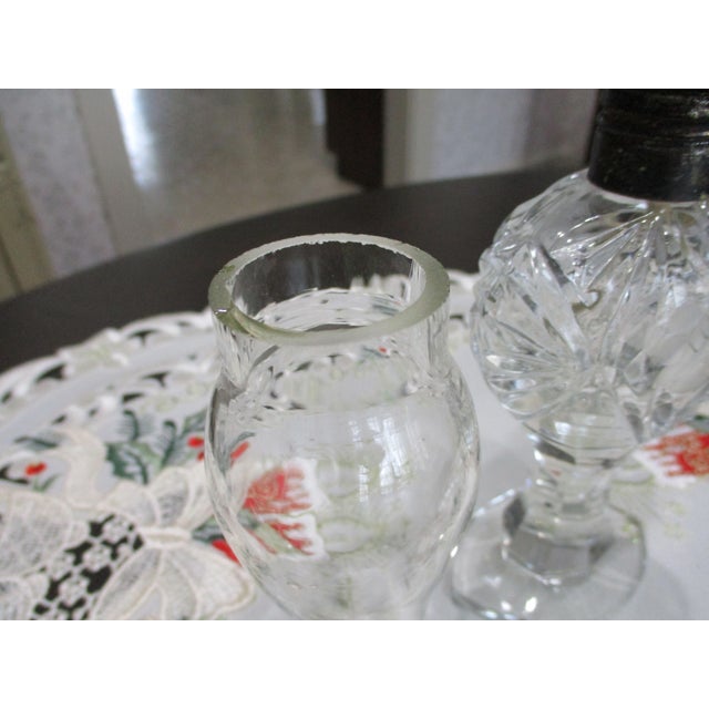 Extremely Rare Hawkes Miniature Oil Lamp Signed Etched Flower American Brilliant Period For Sale - Image 14 of 18