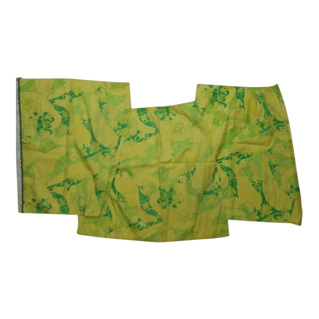 Lilly Pulitzer Green & Yellow Floral Pattern Fabric Swatches - Set of 3 For Sale