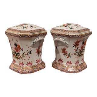 Pair of Chinese Porcelain Potpourri Jars With Lids For Sale
