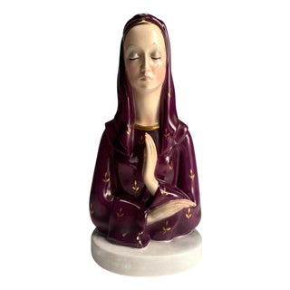 Lenci Glazed Ceramic Praying Madonna, Italy, Turin, 1940s For Sale