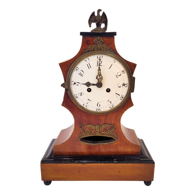 Biedermeier Mantel Clock in Wood with Double Chime, Germany, 1840 For Sale