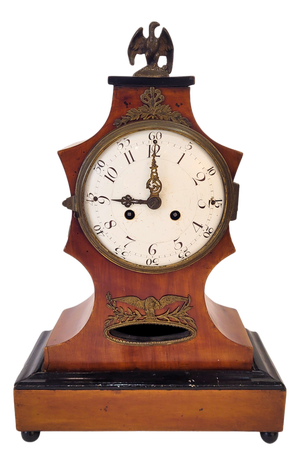 Biedermeier Mantel Clock in Wood with Double Chime, Germany, 1840