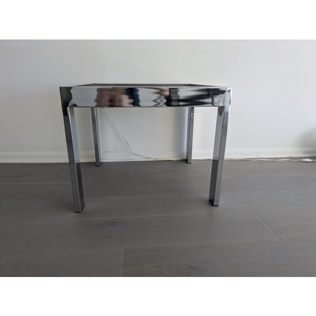 Milo Baughman 1970s Vintage Mid Century Chrome Side Table Base Only Attributed to Milo Baughman For Sale - Image 4 of 4