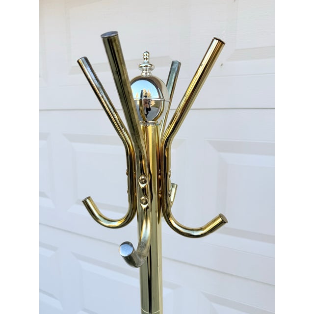 Mid-Century Modern Mid 20th Century Vintage Mid Century Modern Brass Coat Rack For Sale - Image 3 of 11