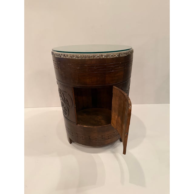 Carved Wood Drum End Tables -a Pair For Sale - Image 11 of 13