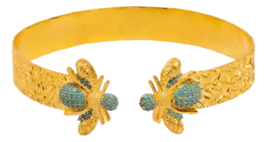 Mystic Design Gold & Turquoise Honey Bee Cuff Bracelet