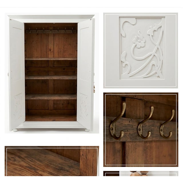 Two-Door Wardrobe with Floral Carved Details For Sale - Image 4 of 5