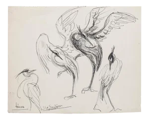Unknown - Bird - Original Pen Drawing - Mid-20th Century