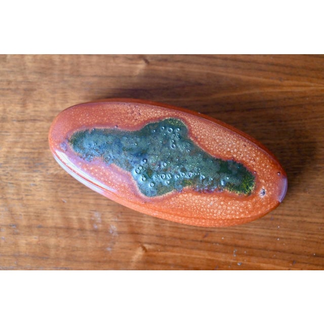 Art Nouveau Glazed Ceramic Ring Holder in Orange and Green by Léon Pointu, 1920s For Sale - Image 4 of 12