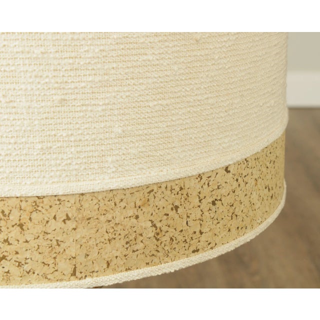 White Mid Century Modern Cork and Brass Table Lamp - Honi Chilo For Sale - Image 8 of 13