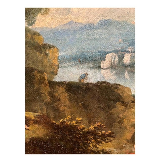 Francesco Zuccarelli, Landscape with River and Waterfall, Oil on Canvas, 18th Century, Framed For Sale - Image 9 of 13